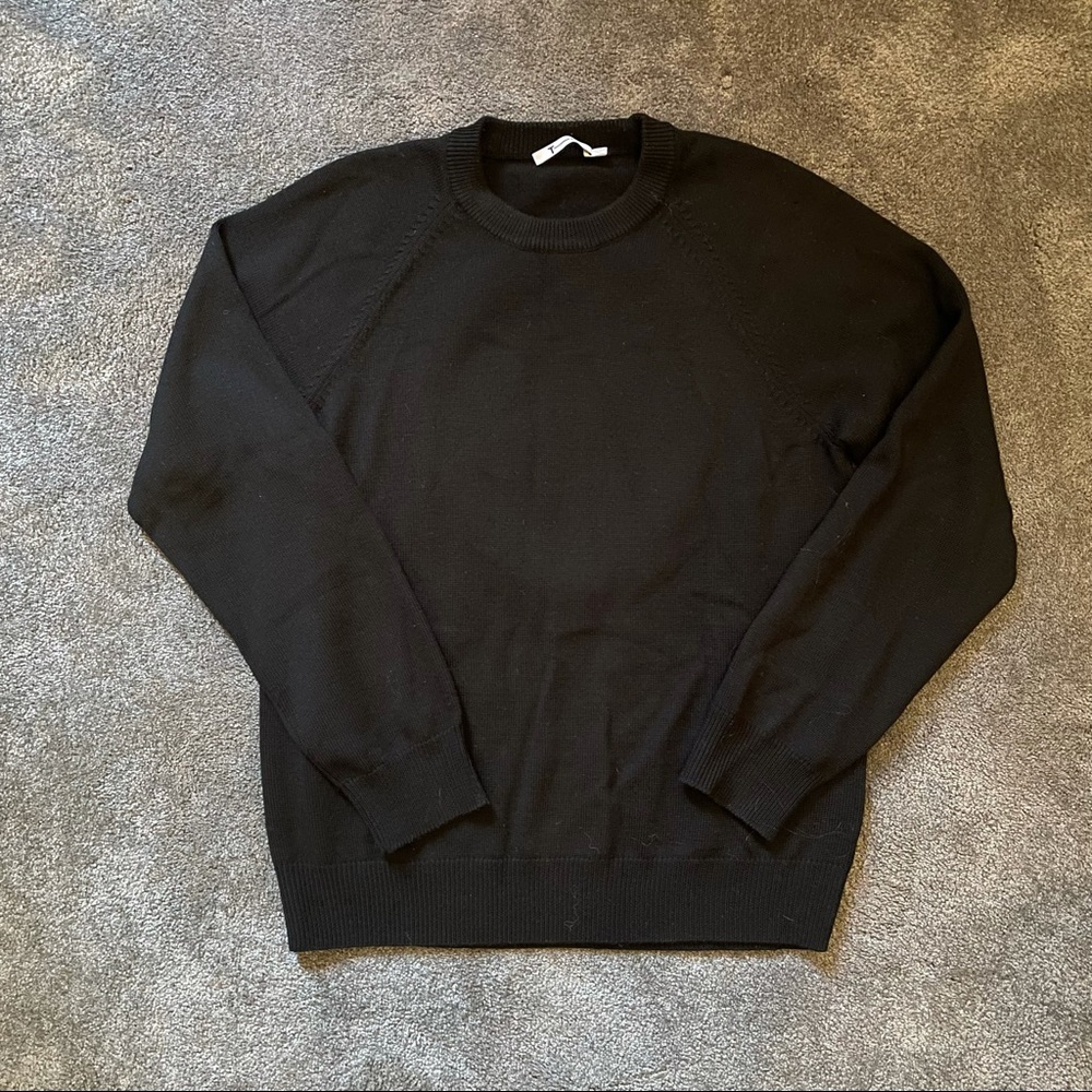 T by ALEXANDER WANG BLACK WOOL CUT-OUT SWEATER